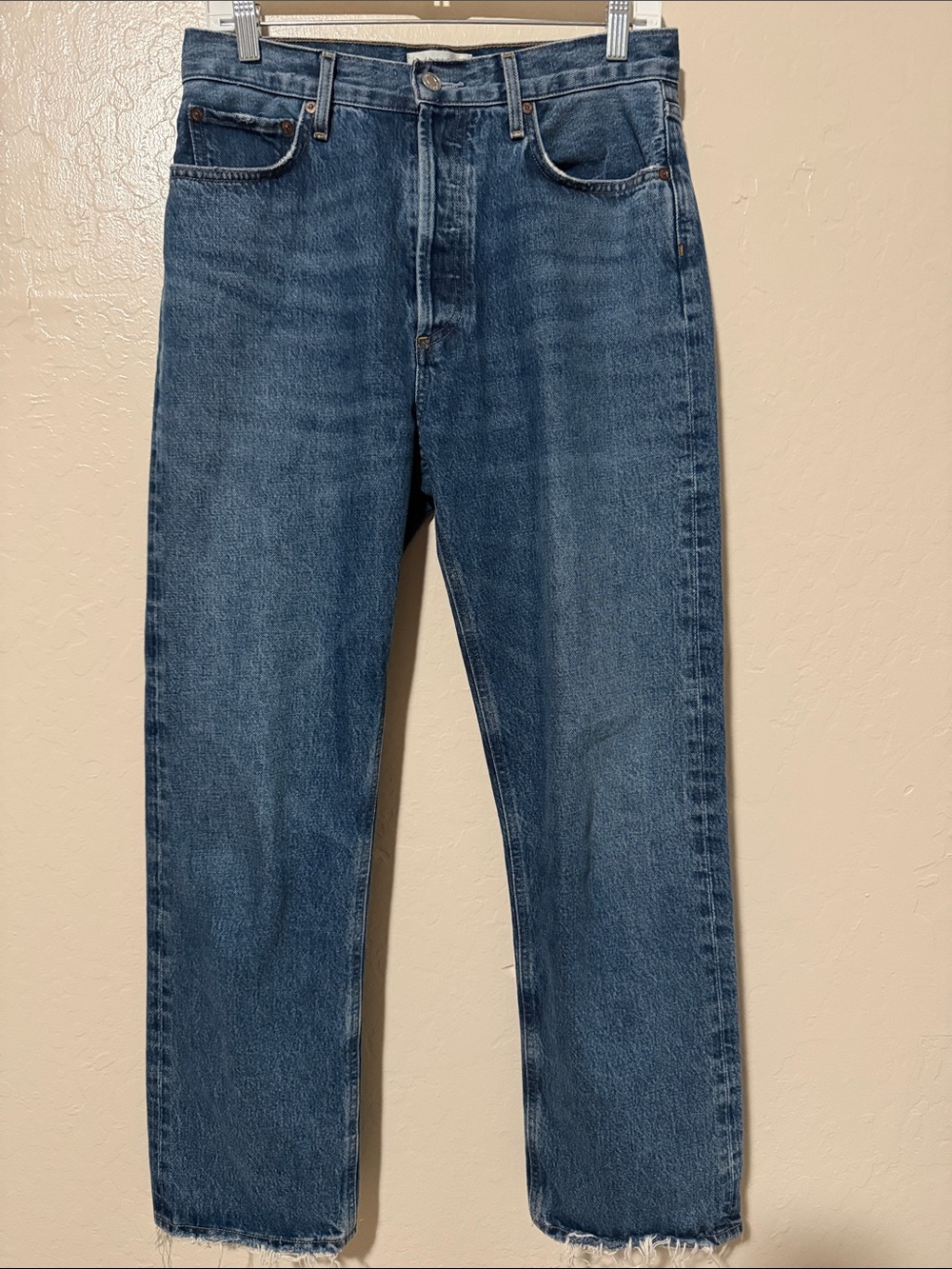 AGOLDE 90’s Pinch Waist Straight Leg Jeans with Raw Hem Size 28